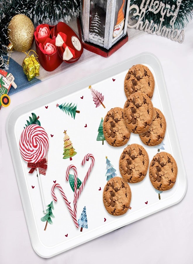 VIYNRAN 4-Piece 15 x 11 Inch Christmas Serving Tray Set, Reusable Melamine Platters with 4 Different Christmas Tree Pattern Designs, Holiday Party Trays for Snacks, Fruit, Desserts, and Candy - Image 4