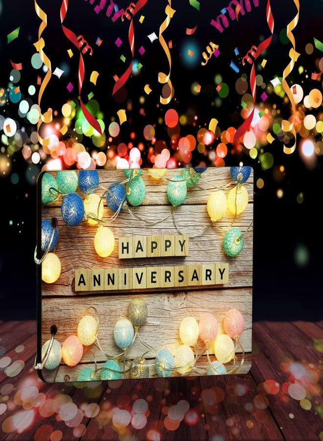 WallDaddy- Scrapbook Crafts (Light Balloons) Scrap Book | Wooden Photo Album | 40 Black Color Paper Size "22 X 16 cm" "Wooden Photo Book (Photo Size Supported : 8x6 inch) - Image 1