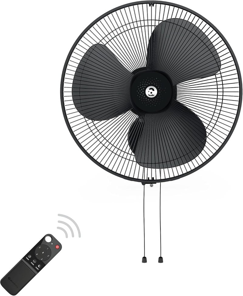 atomberg Renesa 400mm Wall Mount Fan | 5-star rated | Ideal for Home & Office | Silent BLDC Stand Fan | 6 Speeds | 35W | Remote with Oscillation, Timer, Sleep | 2 Years Warranty (Midnight Black) - Image 1