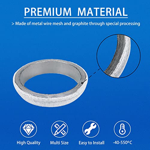 Tongze 2.75 Inches/70mm Exhaust Manifold Gasket: Universal Exhaust Flange Gasket Seal Muffler Ring Replacement to Prevent Leaking Between Exhaust Manifold and Exhaust Pipe - Image 3