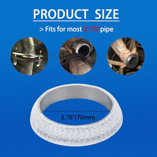 Tongze 2.75 Inches/70mm Exhaust Manifold Gasket: Universal Exhaust Flange Gasket Seal Muffler Ring Replacement to Prevent Leaking Between Exhaust Manifold and Exhaust Pipe - Image 4
