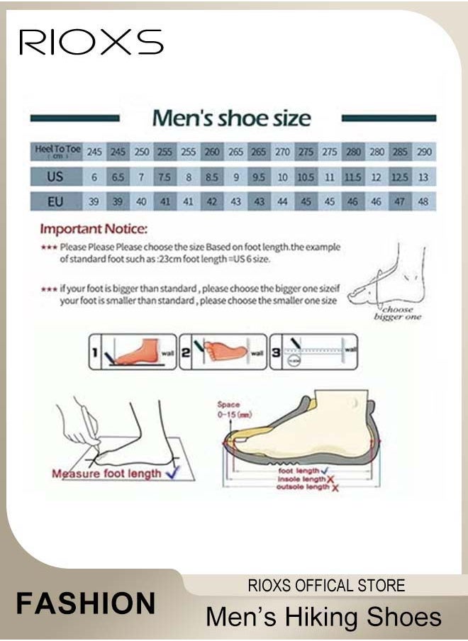 RIOXS - Men's Casual Hiking Shoe, Waterproof Work Shoes For Men, Non-Slip Comfortable Walking Shoes, Outdoor Travel Sports Shoes, Breathable Trekking Fitness Walking Jogging Shoes, Mens Athlesiure Trainers - Image 1