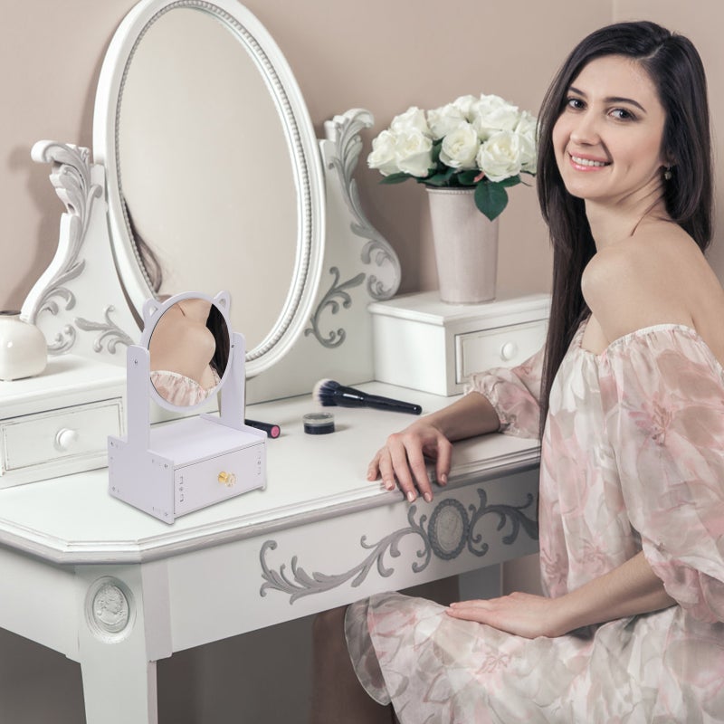 💄 مرآة مكياج قابلة للدوران مع تخزين وتصميم متين لزاوية مثالية - Image 5