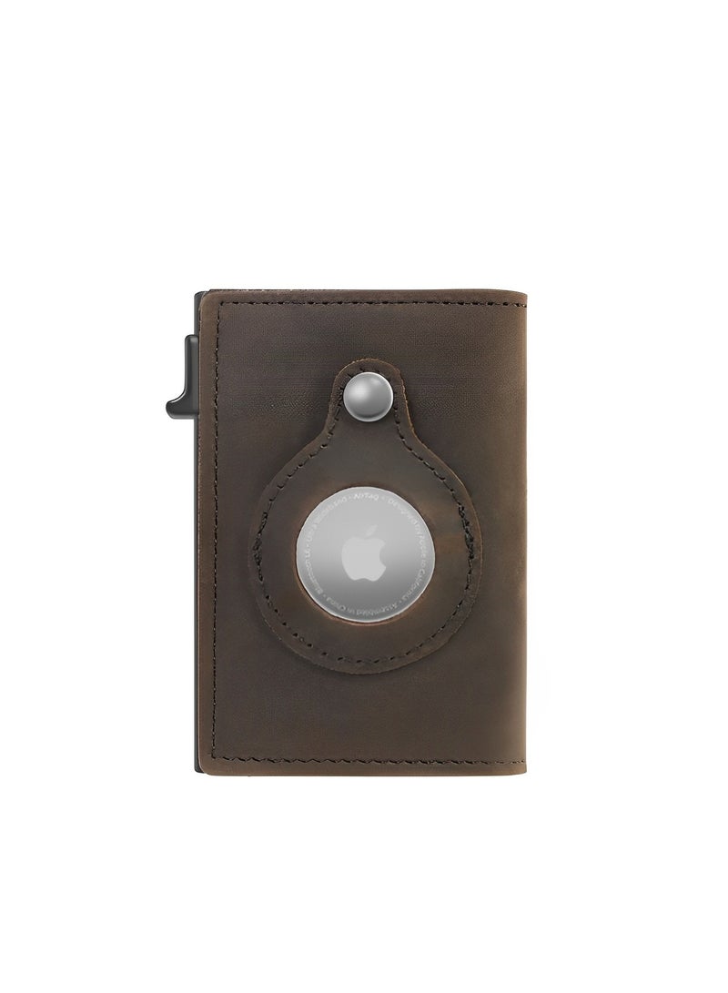 REOCLE Credit Card Wallet Credit Card Holder RFID Wallet Minimalist Card Holder with AirTag Sleeve Anti-Lost Slim Leather AirTag Wallet  - Image 2