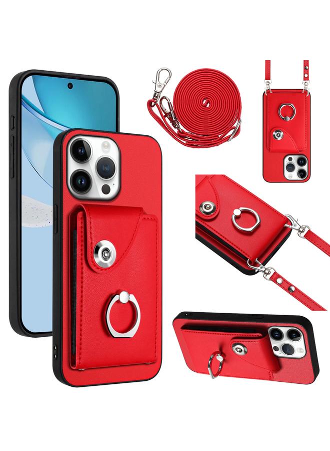 S-TOP Case For iPhone 16 Pro Max Organ Card Bag Ring Holder Phone Case with Long Lanyard - Image 1