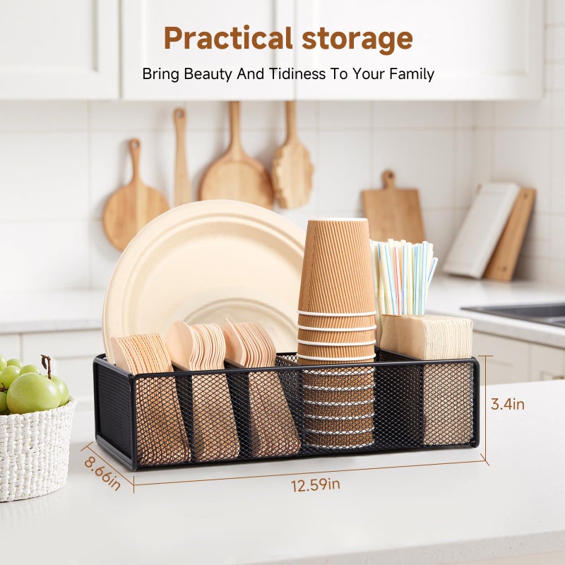 ZZDWLDHA Utensil Caddy for Party - Paper Plate Holder ,Utensil Silverware Caddy Utensil Holder Paper plate Organizer with 6 Compartments for Party, Camping, Picnic - Image 5