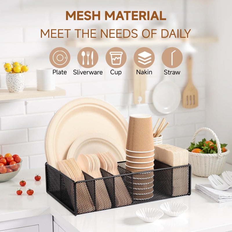 ZZDWLDHA Utensil Caddy for Party - Paper Plate Holder ,Utensil Silverware Caddy Utensil Holder Paper plate Organizer with 6 Compartments for Party, Camping, Picnic - Image 2
