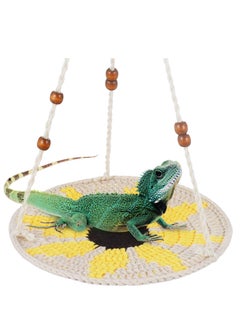 Bearded Dragon Hammock Reptile Hammock Swing, Adjustable Lizard Hammock Bearded Dragon Bed, Hand-Woven Small Animal Hammock, Bearded Dragon Tank Accessories for Gecko Snake Chameleon