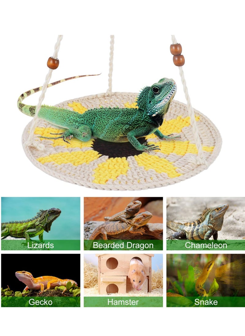 SYOSI - Bearded Dragon Hammock Reptile Hammock Swing, Adjustable Lizard Hammock Bearded Dragon Bed, Hand-Woven Small Animal Hammock, Bearded Dragon Tank Accessories for Gecko Snake Chameleon - Image 1