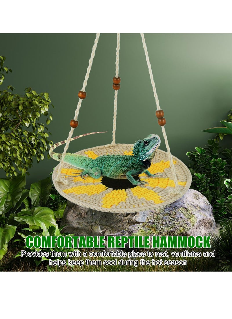 SYOSI - Bearded Dragon Hammock Reptile Hammock Swing, Adjustable Lizard Hammock Bearded Dragon Bed, Hand-Woven Small Animal Hammock, Bearded Dragon Tank Accessories for Gecko Snake Chameleon - Image 1