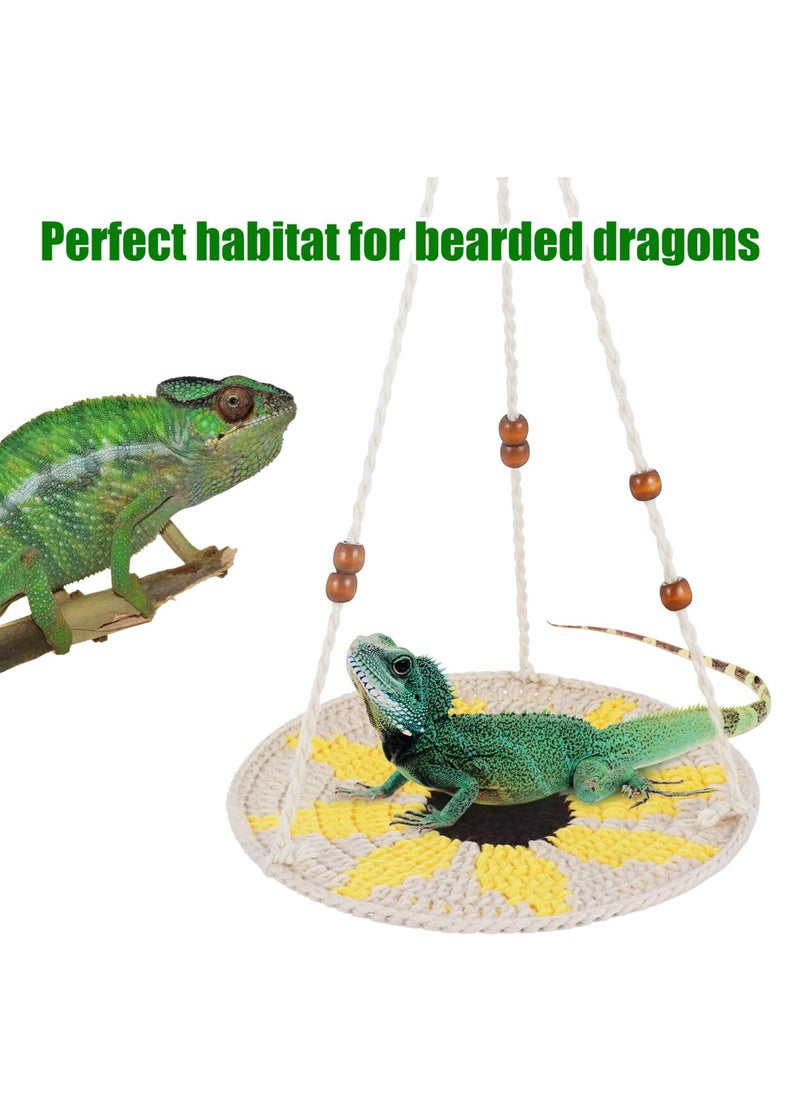 SYOSI - Bearded Dragon Hammock Reptile Hammock Swing, Adjustable Lizard Hammock Bearded Dragon Bed, Hand-Woven Small Animal Hammock, Bearded Dragon Tank Accessories for Gecko Snake Chameleon - Image 1