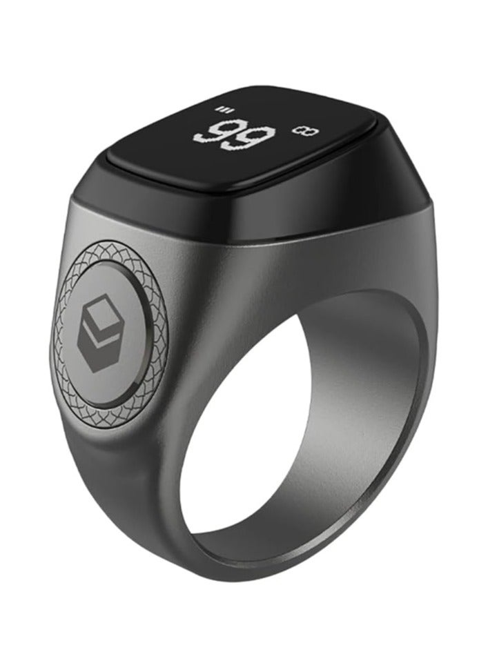 iQIBLA Smart Tasbih Zikr Aluminium Ring - Black - 20mm - Image 1