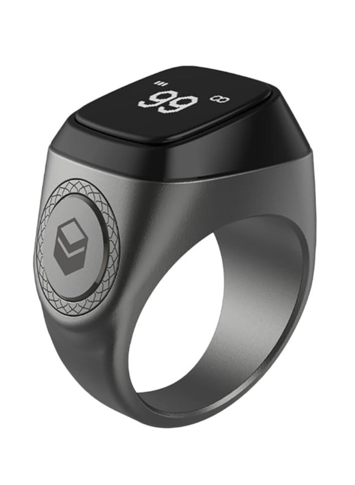 iQIBLA Smart Tasbih Zikr Aluminium Ring - Black - 20mm - Image 2