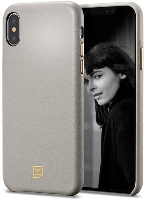 Spigen La Manon Calin with Premium PU Leather designed for iPhone X/iPhone XS case/cover - Oatmeal Beige