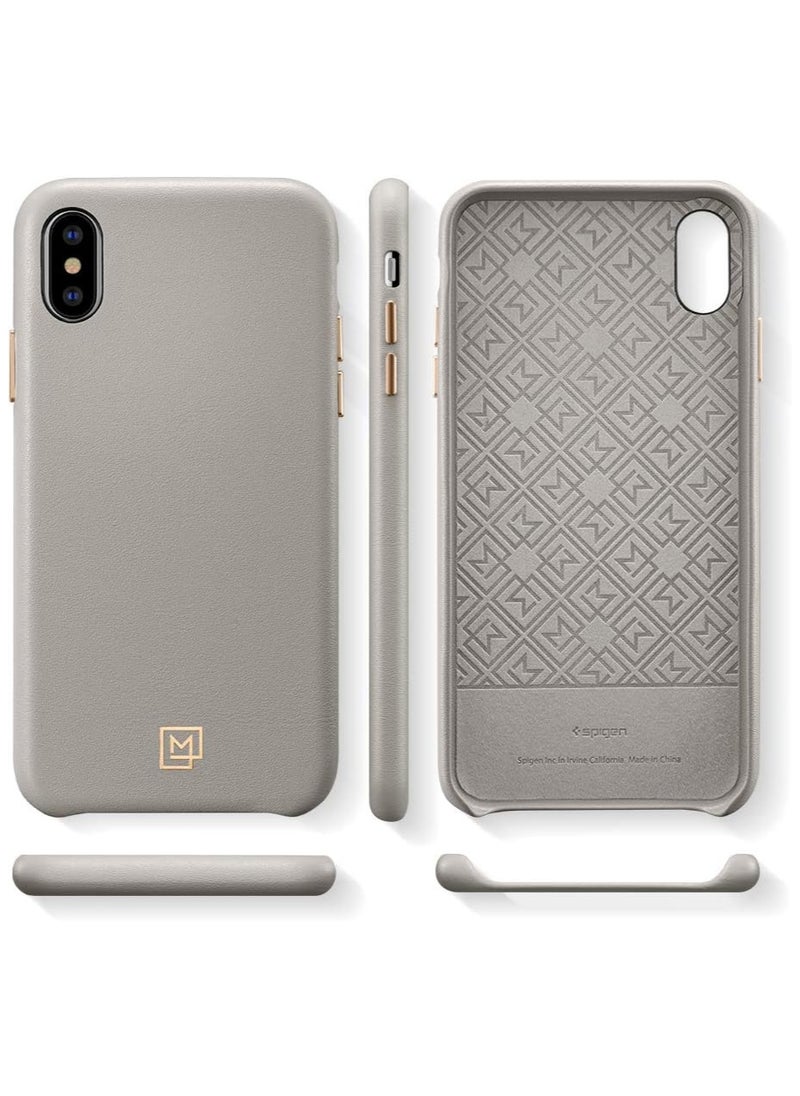 Spigen - Spigen La Manon Calin with Premium PU Leather designed for iPhone X/iPhone XS case/cover - Oatmeal Beige - Image 1