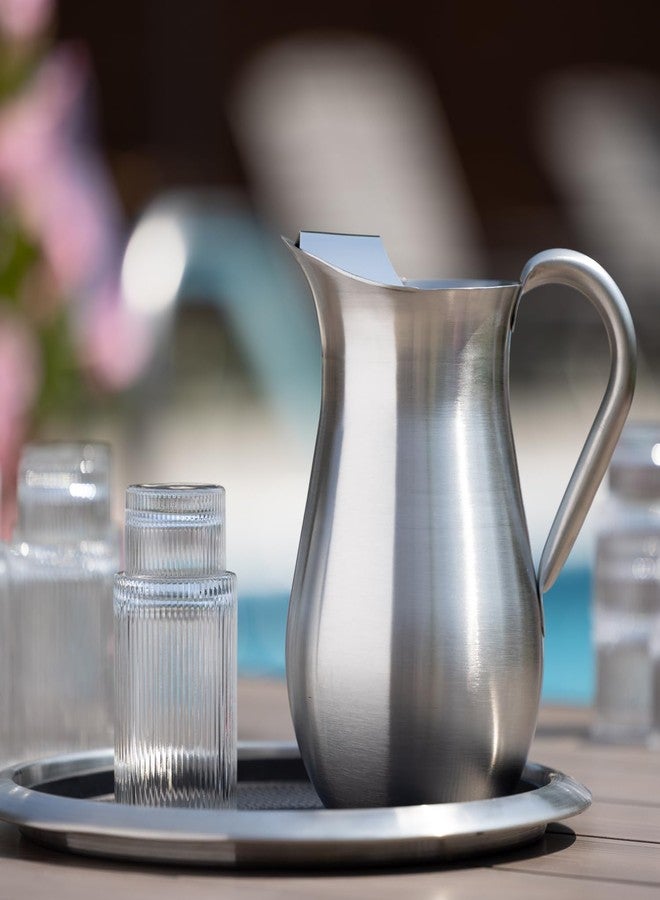 Service Ideas WPB2BSDW Double Wall Pitcher with Ice Guard, Bell Shaped, Stainless Steel, 1.3 Liter (44 Ounces), Brushed - Image 3