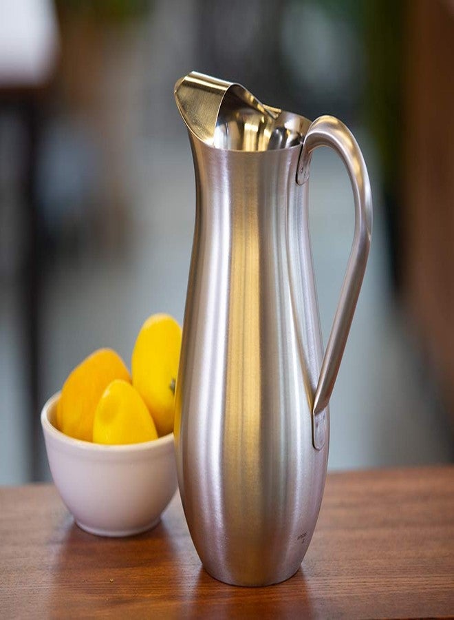 Service Ideas WPB2BSDW Double Wall Pitcher with Ice Guard, Bell Shaped, Stainless Steel, 1.3 Liter (44 Ounces), Brushed - Image 2