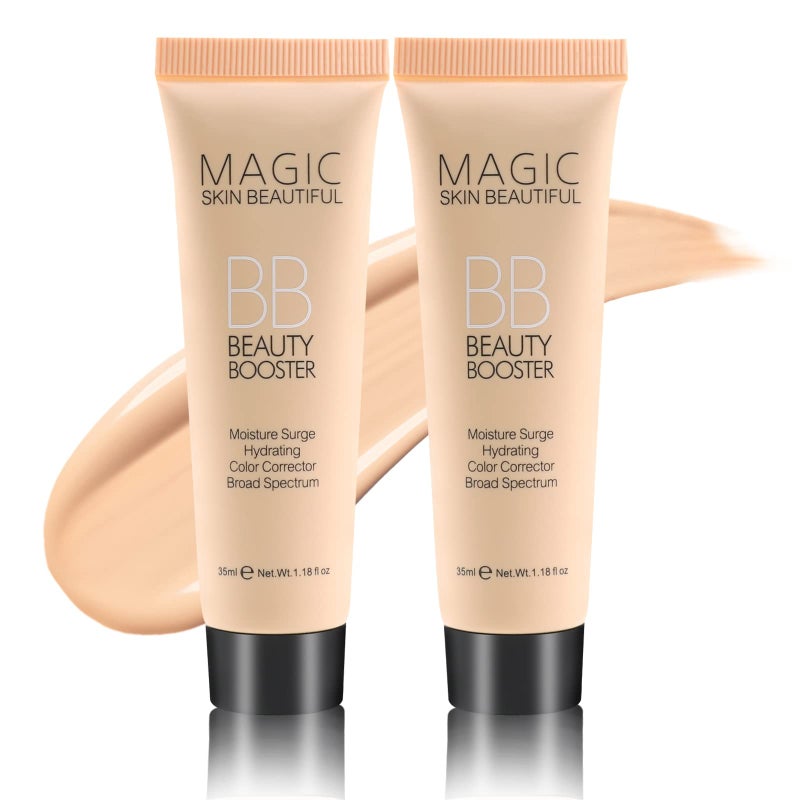 Boobeen Hydrating BB Cream, Full-Coverage Foundation & Concealer, Color Correcting Tinted Moisturizer BB Cream for All Skin Types - Evens Skin Tone (2 Pcs) - Image 1