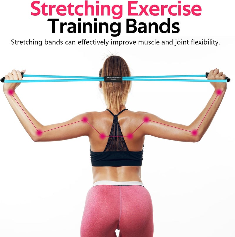 RENRANRING Figure 8 Fitness Resistance Bands with Handles - Exercise Tube Band Set of 3 for Arm and Shoulder Stretch, Rope 8 Word Elastic for Women and Men - Image 4