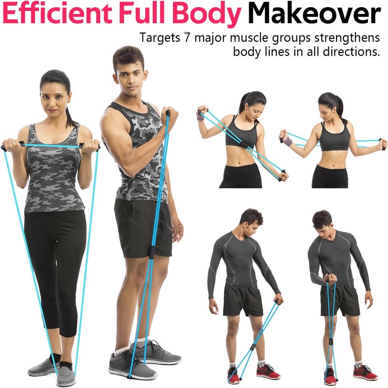 RENRANRING Figure 8 Fitness Resistance Bands with Handles - Exercise Tube Band Set of 3 for Arm and Shoulder Stretch, Rope 8 Word Elastic for Women and Men - Image 5