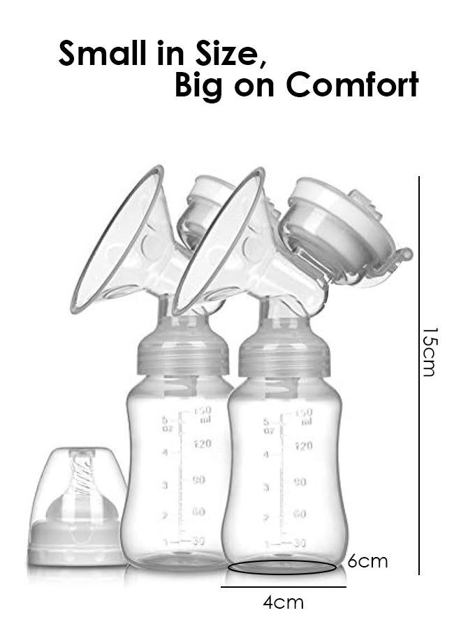 لطف وحضن مضخة رضاعة كهربائية مزدوجة مع شاشة لمس LCD، جهاز شفط حليب محمول وقابل لإعادة الشحن للرضاعة الطبيعية، مستويات شفط قابلة للتعديل، مضخة رضاعة هادئة مع زجاجتين للتغذية - Image 2