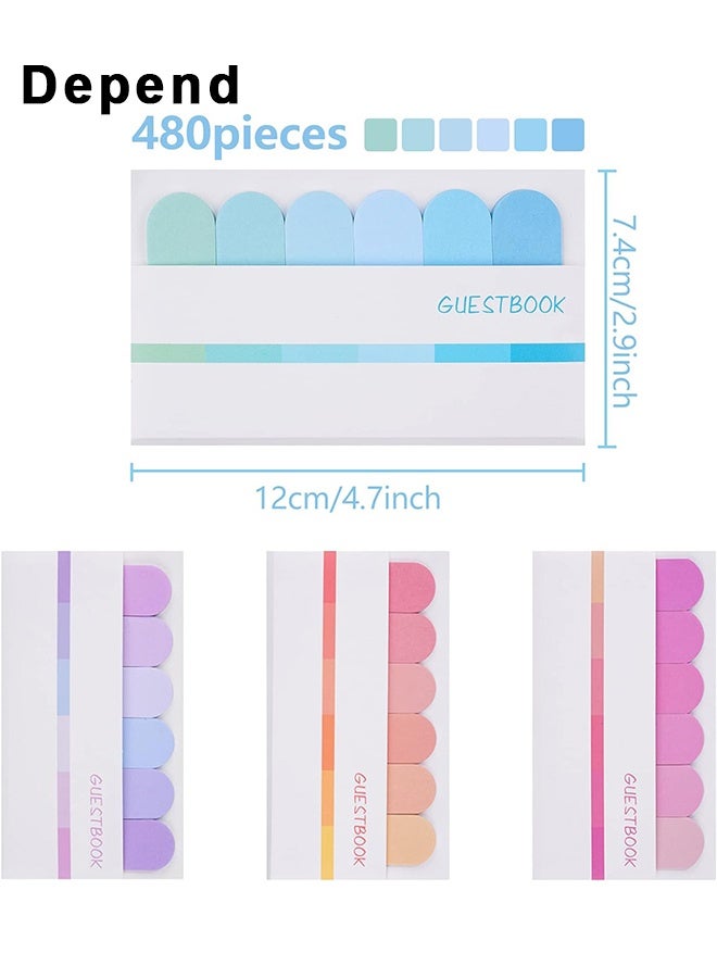 علامات تبويب الفهرس اللاصقة ، 480 قطعة علامة صفحة مستند ملاحظات لاصقة ملونة ، علامات تبويب صفحة لاصقة قابلة للكتابة للتعليق على الكتب والدفاتر والمستندات وتصنيف الملفات 4 مجموعات - Image 2