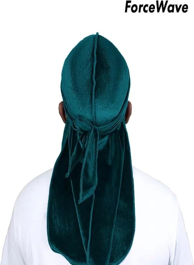 ForceWave Velvet Durag for Men Wave Cap Premium Dorag for Men Women 360 Wave (Deep Ocean Blue) - Image 3