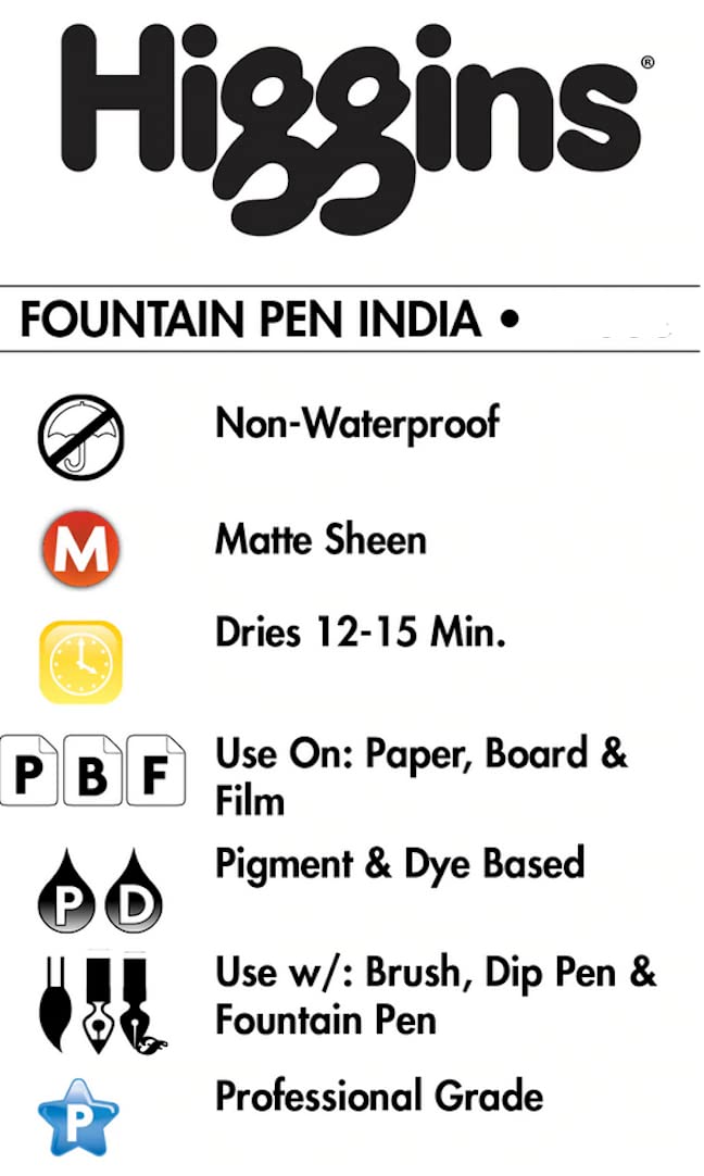 Higgins Black India Fountain Pen Ink, 2.5 Oz Bottle (46030), 1 Count (Pack of 1) - Image 3