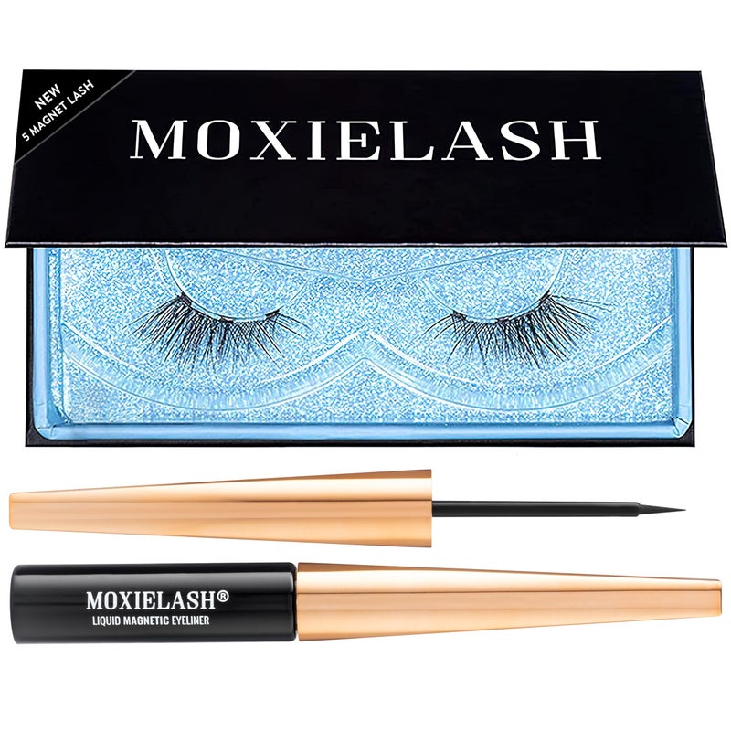 MoxieLash Magnetic Eyelashes with Eyeliner Kit - Baby Bundle - Natural Looking False Eyelashes - Set of Baby Lashes + Magnetic Eyeliner + Remover Swabs - USA Owned - No Glue - Image 1