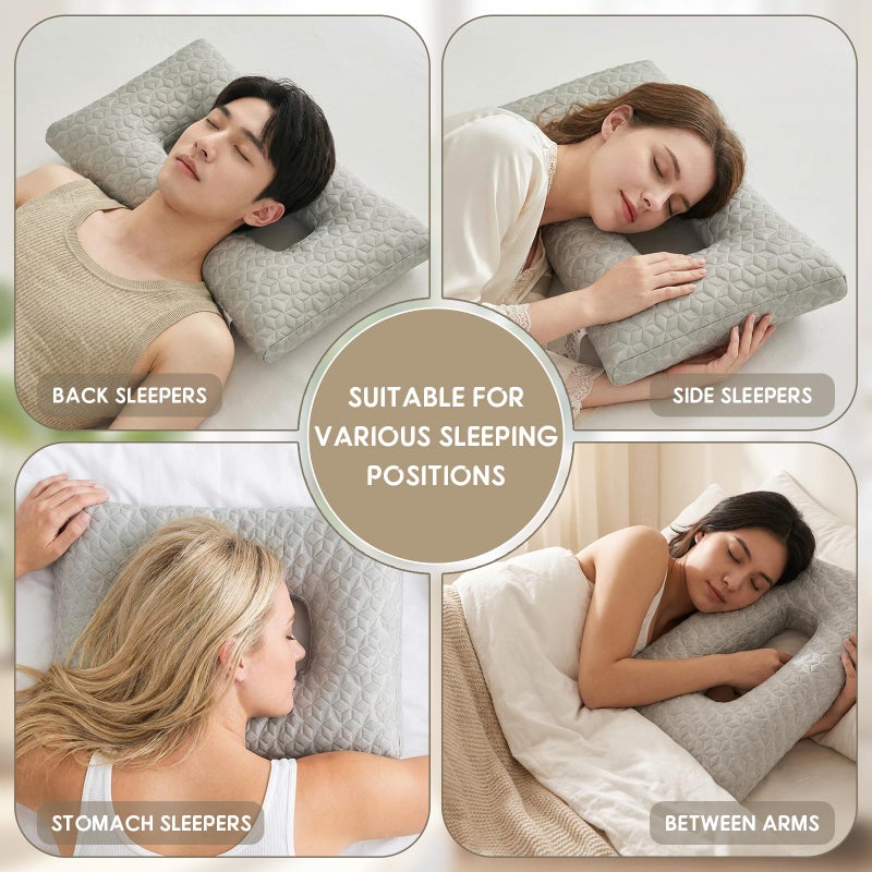 Lounsweer 24 x 14 x 4 Inches Gray Ear Piercing Hole with Large Holes Pillows Side Sleeper Pillow for Side Sleepers and Ear Inflammation Pressure Sores Comfort Relieves Pressure While Sleeping - Image 3
