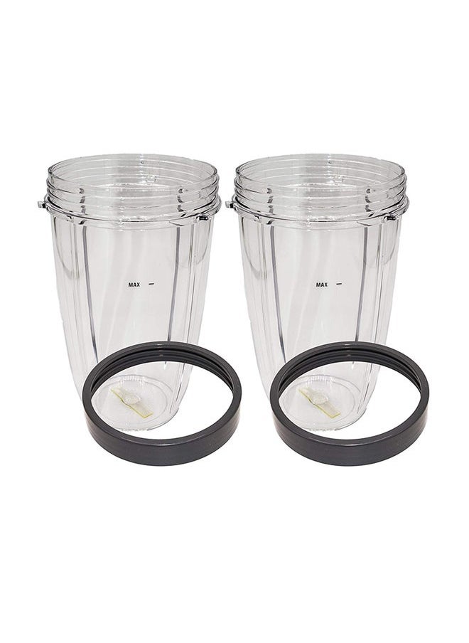 NIBEMINENT 2 Piece Tall Cup And Lip Ring For Nutribullet Clear/Grey  - Image 3