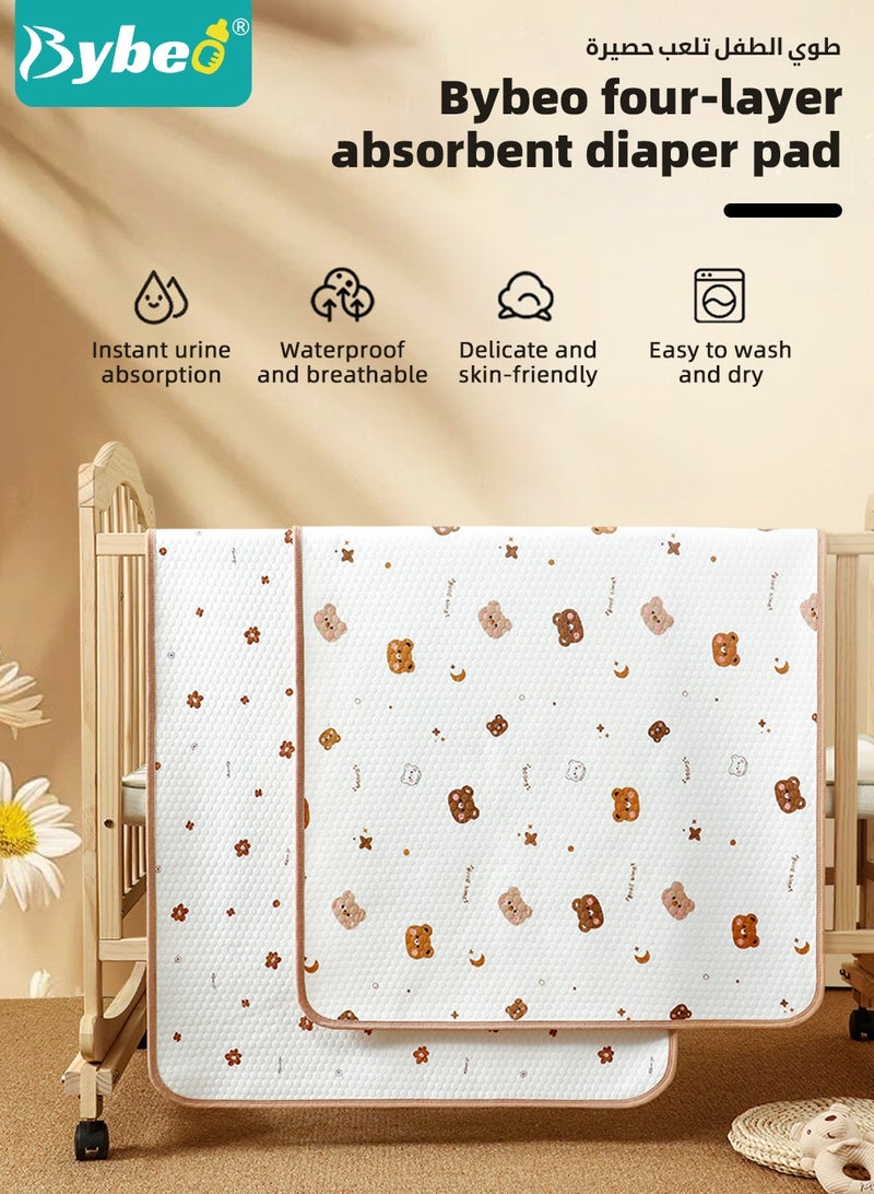 Bybeo 2 Pack Baby Washable Changing Mats, Waterproof Changing Pads, Ultra Soft Crib Mattress Sheets, Highly Absorbent Leakproof Underpads, Pure Cotton Bed Wetting Protector Mat for Newborns & Kids, 70*100cm - Image 2