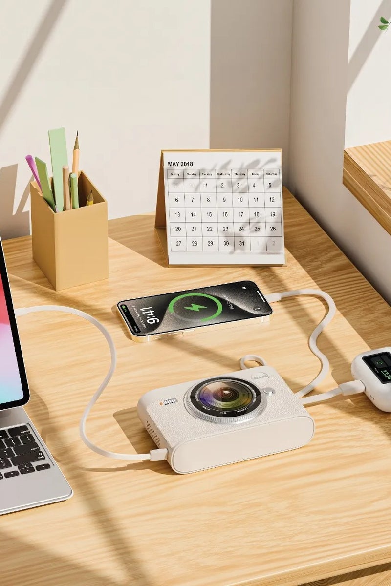 GREEN LION All In 1 Powerbank 10000mAh, Flashlight & Translator Powered by AI with Built In Games, Maps ,Remote Snap, Speaker & Clear Mic for Call / 10H Playtime / Fast Charger Power Banks 10000 mAh / RAM & ROM: 256MB + 4GB - White - Image 2