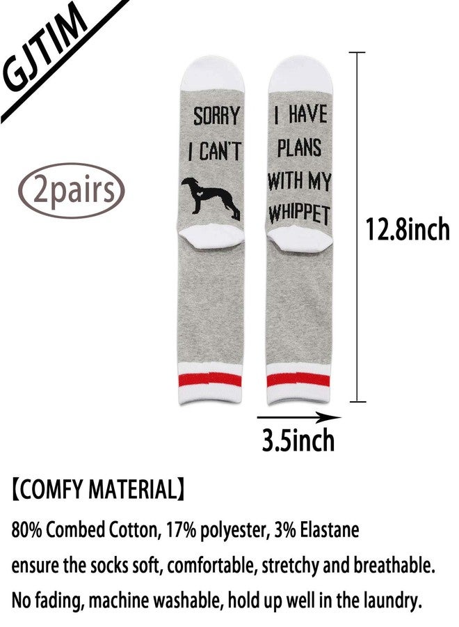 GJTIM 2PAIRS Whippet Lover Owner Funny Dog Mom Gift Sorry I Can't I Have Plans With My Whippet for Dog Lovers Socks (Plans with whippet) - Image 2