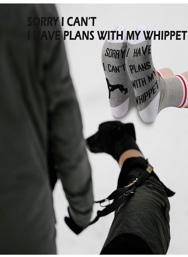 GJTIM 2PAIRS Whippet Lover Owner Funny Dog Mom Gift Sorry I Can't I Have Plans With My Whippet for Dog Lovers Socks (Plans with whippet) - Image 5