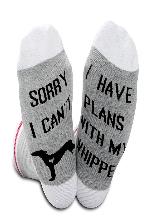 GJTIM 2PAIRS Whippet Lover Owner Funny Dog Mom Gift Sorry I Can't I Have Plans With My Whippet for Dog Lovers Socks (Plans with whippet) - Image 1