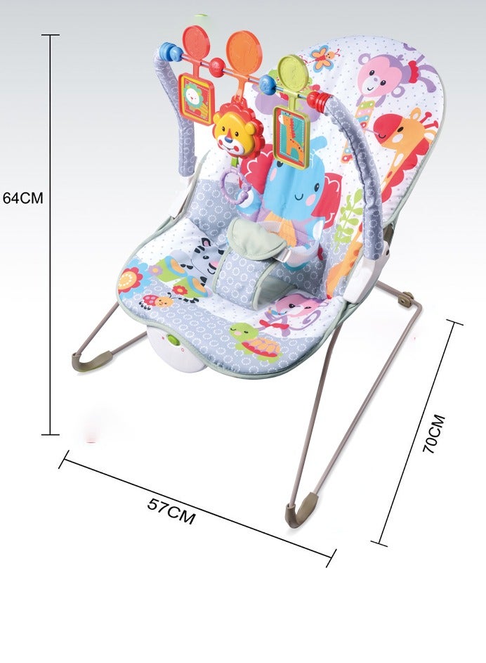 صحراء الواحة كرسي هزاز للأطفال - كرسي هزاز مبطن ناعم للأطفال / ألعاب معلقة واهتزاز مهدئ - مهد أرجوحة مهدئ وجذاب - للأطفال من عمر 3 أشهر فما فوق - رمادي - Image 5