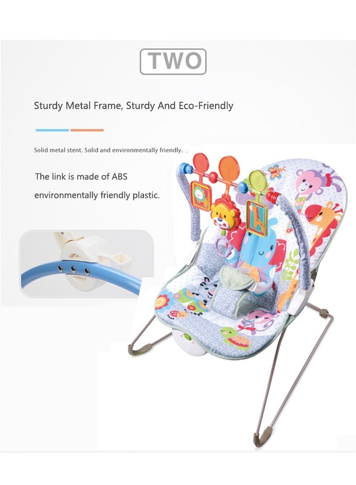 صحراء الواحة كرسي هزاز للأطفال - كرسي هزاز مبطن ناعم للأطفال / ألعاب معلقة واهتزاز مهدئ - مهد أرجوحة مهدئ وجذاب - للأطفال من عمر 3 أشهر فما فوق - رمادي - Image 2