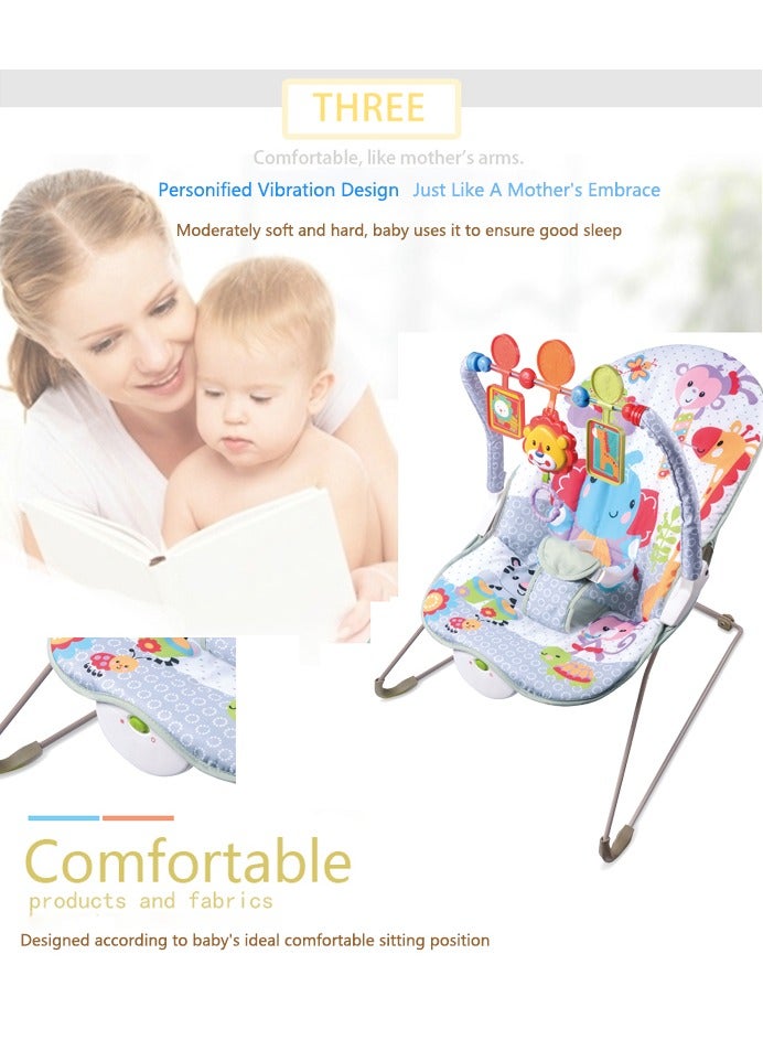 صحراء الواحة كرسي هزاز للأطفال - كرسي هزاز مبطن ناعم للأطفال / ألعاب معلقة واهتزاز مهدئ - مهد أرجوحة مهدئ وجذاب - للأطفال من عمر 3 أشهر فما فوق - رمادي - Image 3