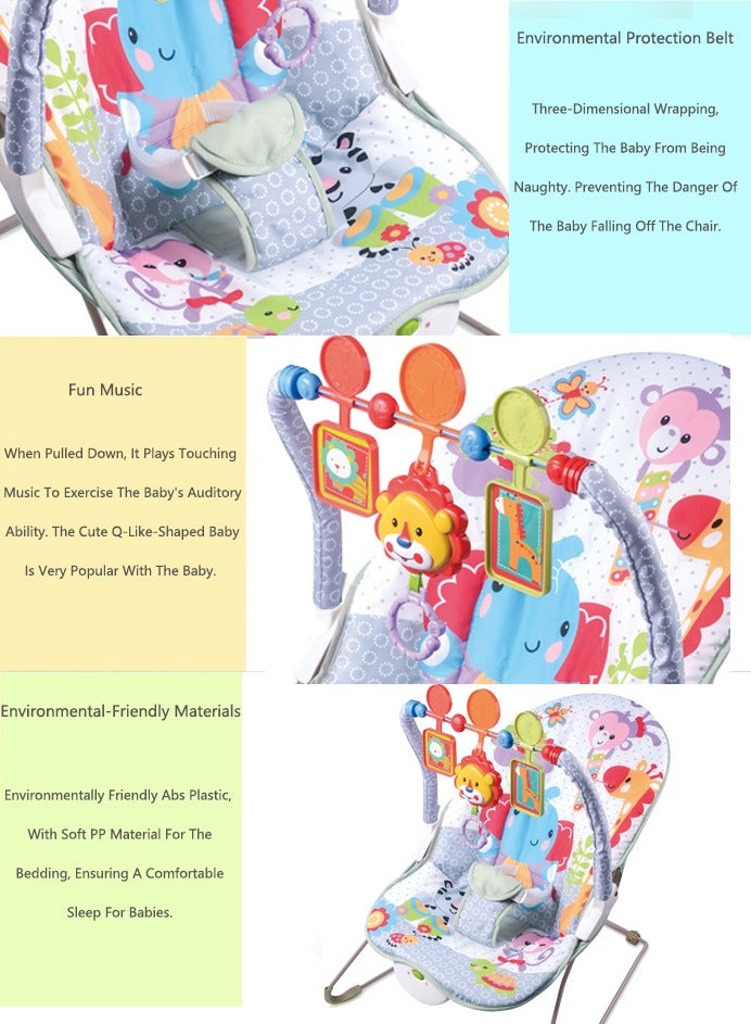 صحراء الواحة كرسي هزاز للأطفال - كرسي هزاز مبطن ناعم للأطفال / ألعاب معلقة واهتزاز مهدئ - مهد أرجوحة مهدئ وجذاب - للأطفال من عمر 3 أشهر فما فوق - رمادي - Image 4