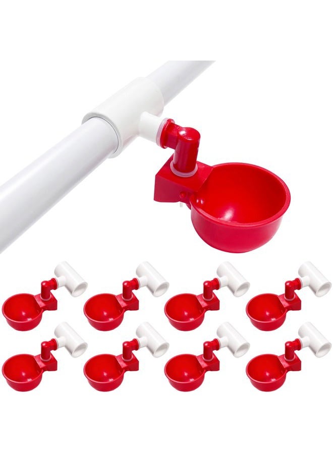 letsFix Chicken Water Cups for PVC with Tee (8 Pack), Automatic Chicken Waterer Kit for Poultry, DIY PVC Water Feeder for Chicken/Duck/Quail/Turkey - Image 1