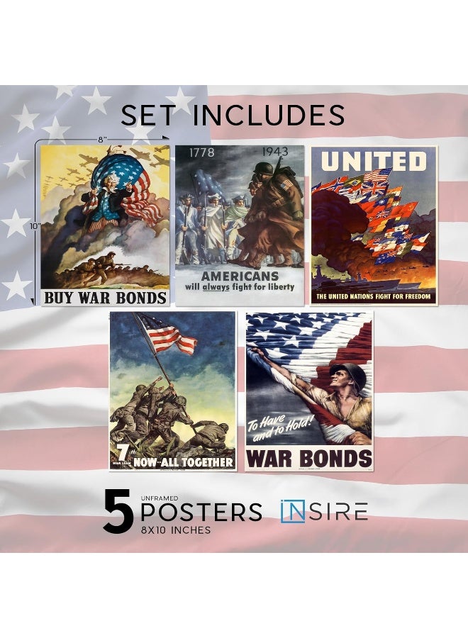 Insire WW2 Poster, WW2 Propaganda Poster | WWII Poster, Vintage Propaganda Poster | Poster WW2 Set | WW2 Propaganda Posters , Set of 5 WW2 Decor UNFRAMED, (8x10") Set 4 - Image 2