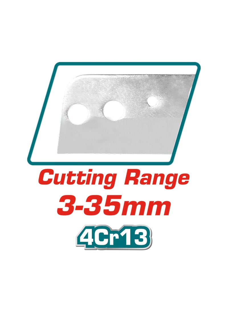 TOTAL Professional PVC Pipe Cutter, Turquoise Aluminum Tool, 3-35mm Cutting Range, 210mm Length, One Time Cutting Feature - Image 4