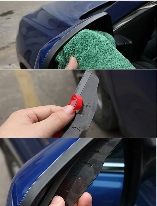 AutoBizarre Car Rear View Mirror Rain Eyebrow Weatherstrip Auto Mirror Rain Shield Flexible Rain Blades Set of 2 pcs Compatible with All Cars - Image 4