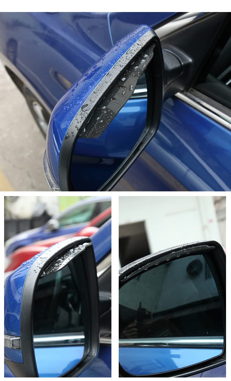 AutoBizarre Car Rear View Mirror Rain Eyebrow Weatherstrip Auto Mirror Rain Shield Flexible Rain Blades Set of 2 pcs Compatible with All Cars - Image 2