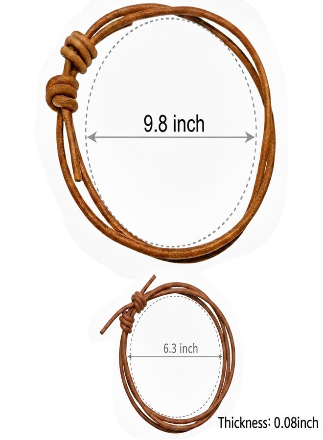 Leporem Genuine Leather Slim Cord Wrap Bracelet, 3-Strand Layered Leather Cord Minimalist Design, Adjustable Sliding Knot for Men & Women, Daily Casual Wristband (Brown, 2mm) - Image 5