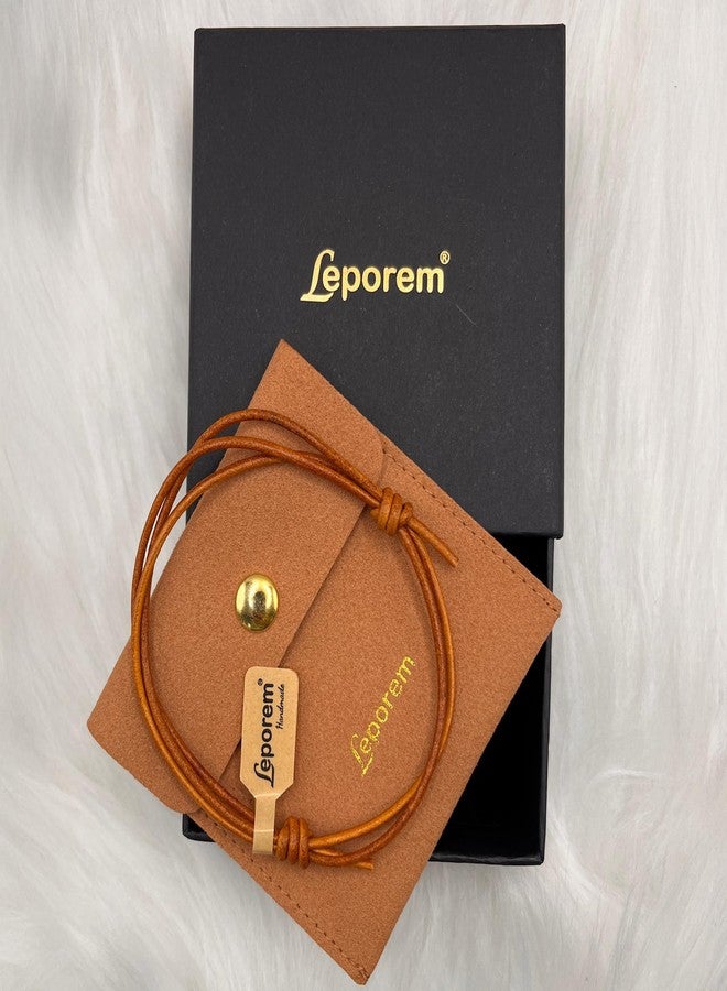 Leporem Genuine Leather Slim Cord Wrap Bracelet, 3-Strand Layered Leather Cord Minimalist Design, Adjustable Sliding Knot for Men & Women, Daily Casual Wristband (Brown, 2mm) - Image 2