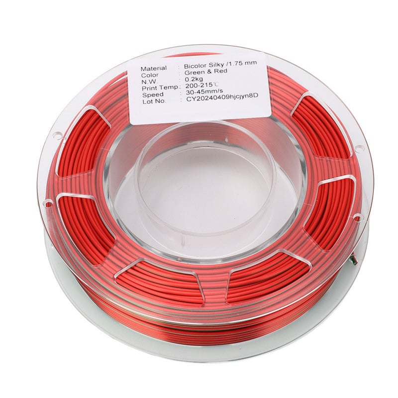 Two Color PLA Filament 1.75mm Green Red - Silky Texture Coextrusion Filament for FDM 3D Printers Crafts Decorations - Image 1