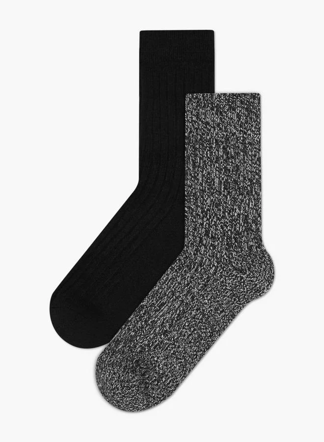 Lee Cooper Pack of 2 Mid-Calf Length Non-Terry Socks