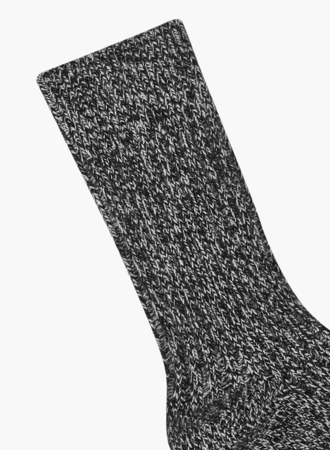 Lee Cooper BLACK Pack of 2 Mid-Calf Length Non-Terry Socks for Women | Best Price UAE